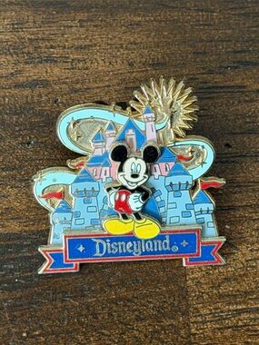 Vintage Disneyland Mickey Mouse Castle Pin - Blue, Red, Yellow, Gold